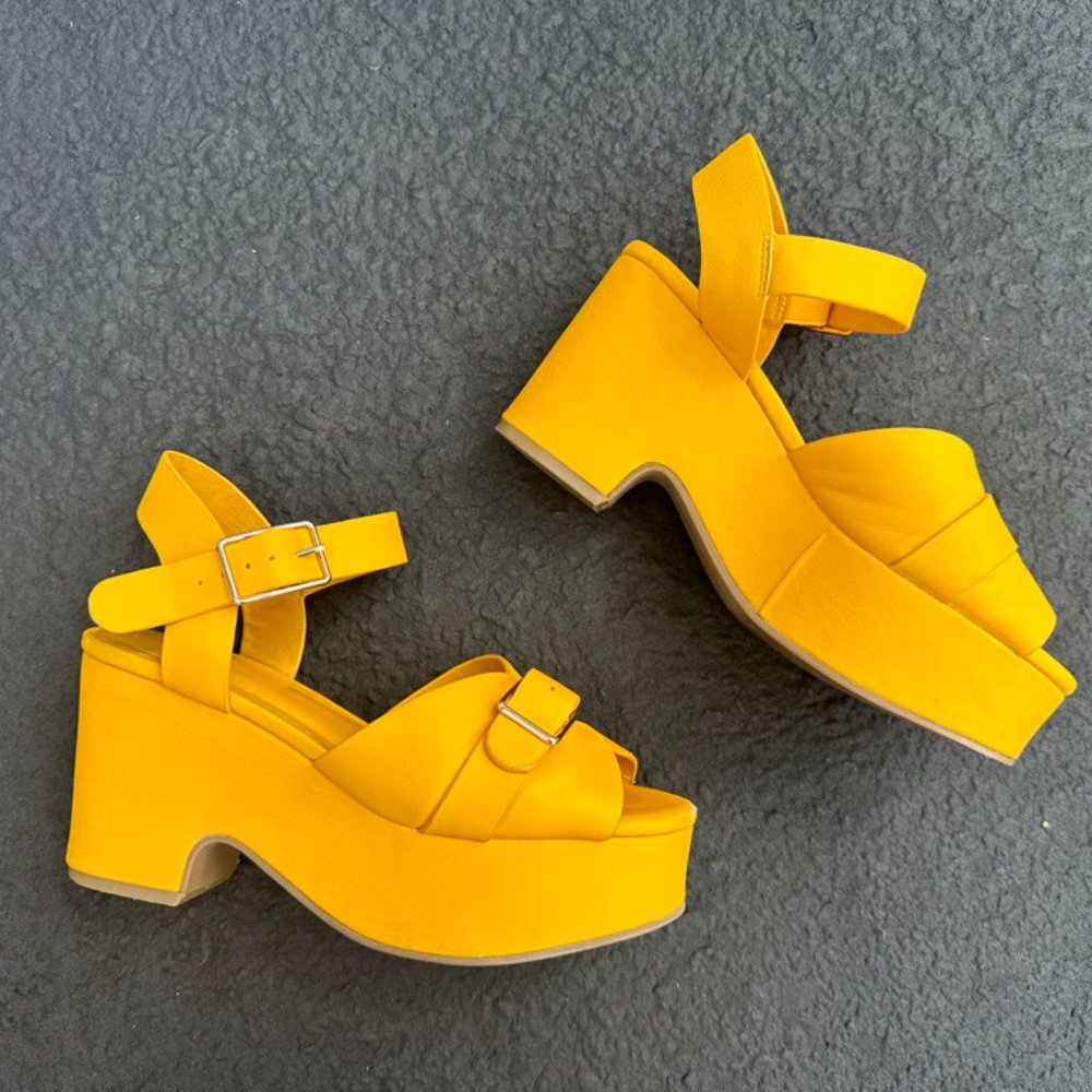Charlotte Stone platform sandals in warm yellow